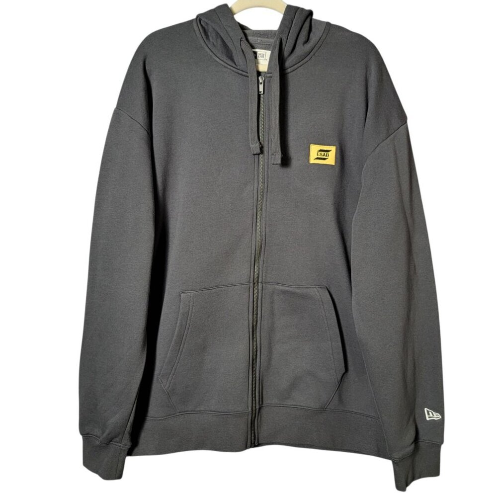 New Era Gray ESAB Industrial Company Embroidered Full Zip Hooded Work Jacket XL